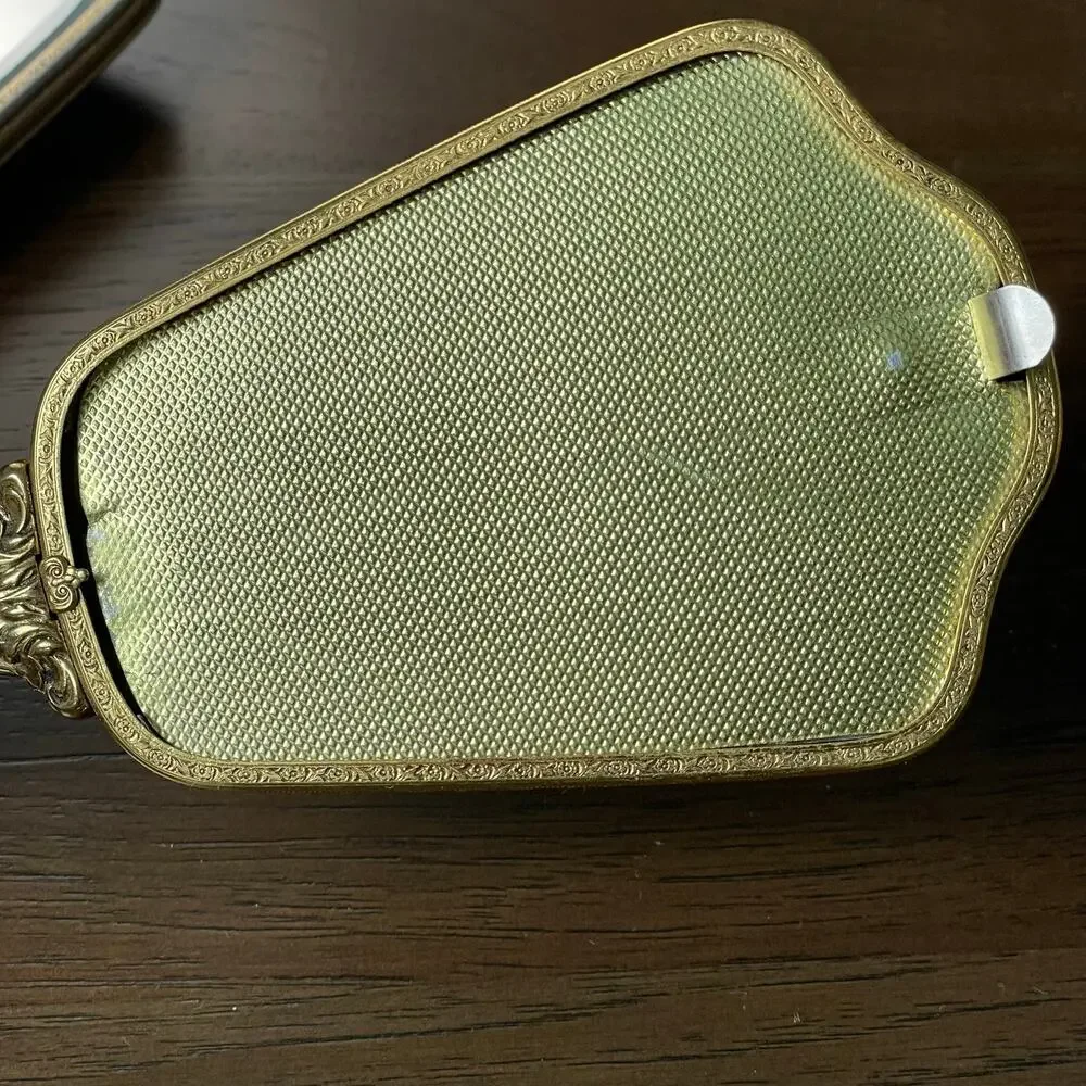 Vintage Matson? Vanity Hair Brush Hand Mirror Hollywood Regency Floral FLAWED